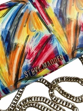 Steve Madden Colorful Abstract Crossbody Clutch Chain Strap